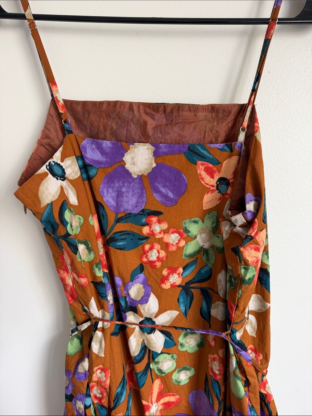 Current Air Anthropology Brown Floral Fall Transitional 💯 Cotton Maxi Dress - Picture 8 of 11